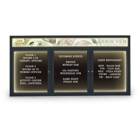 United Visual Products Indoor Enclosed Combo Board, 42"x32", Gold Frame/Black & Surf UVCB4232G-BLACK-SURF